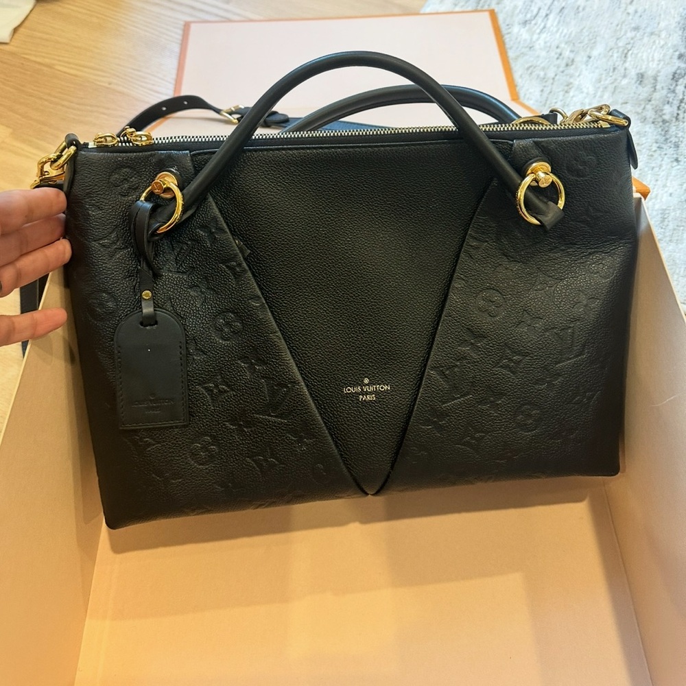 Louis Vuitton Black Satchel with Gold Accents